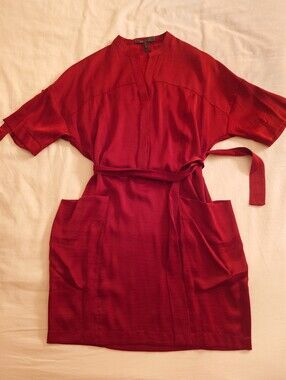 NWT Deep Cranberry BCBG MaxAzria Zenja Silk Midi Dress 0, 2, 4, XS, XXS Ruby Red